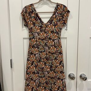Pact Womens Colorful Flutter Sleeve Knee Length Fit & Flate Dress Size Large